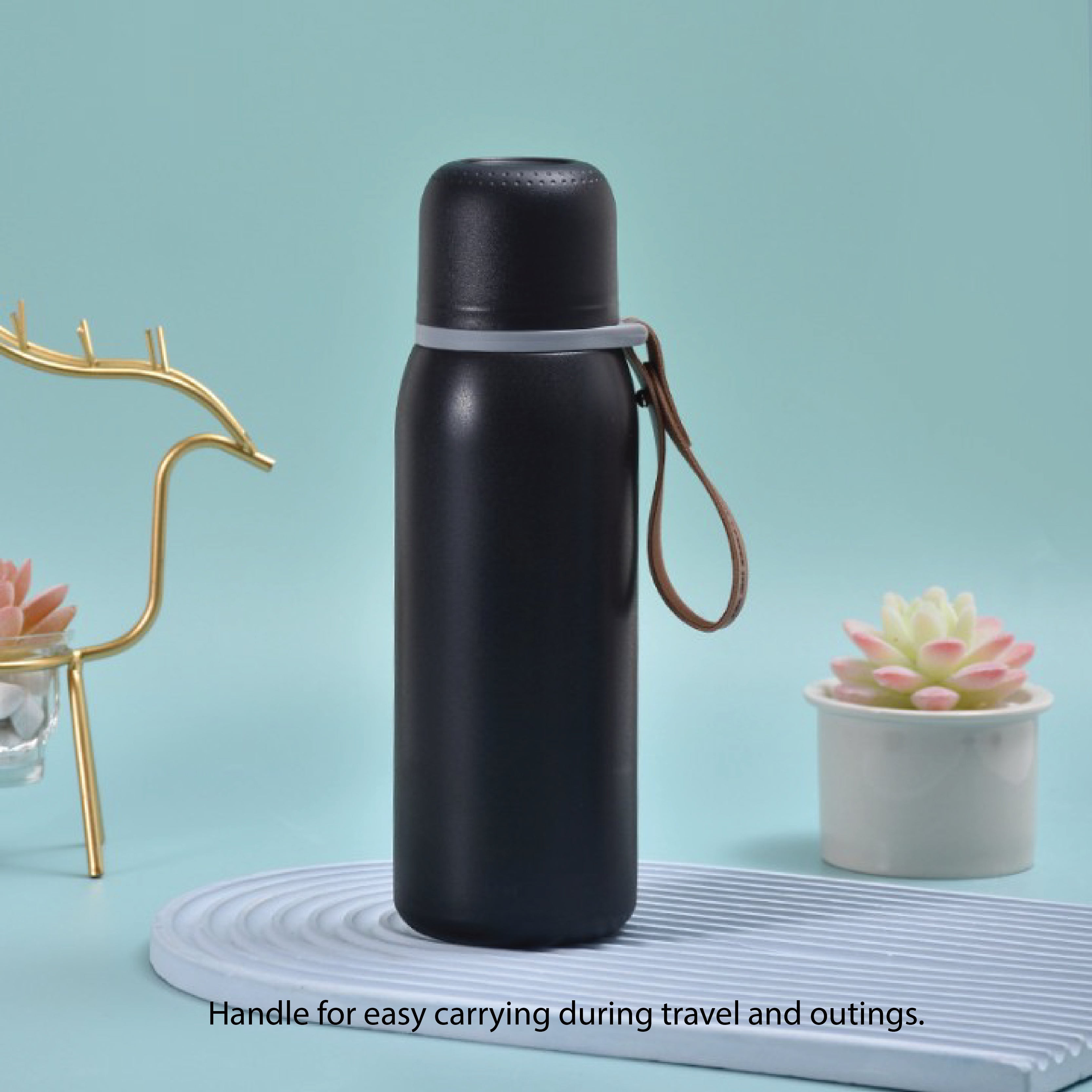 Iguazu Beverage Thermos (Cup Lid): 0.6L, Extended Heat, Easy Carry, Practical Lid